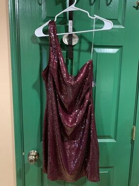 wild fable One-Shoulder Sequin Dress in Burgundy